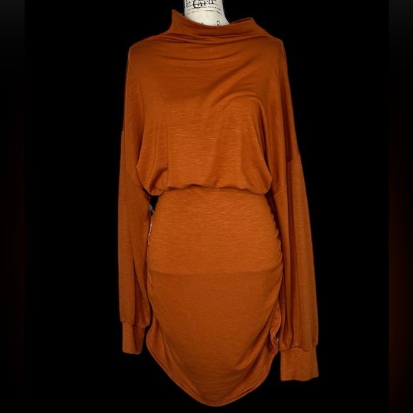 Anthropologie Daily Practice Dress Ruched open back rust brown New 2X NWOT - Picture 6 of 9